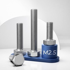 M2.5 - 2.5mm SET SCREWS HEX HEAD FULLY THREADED BOLTS A2 STAINLESS STEEL DIN 933