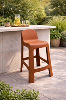 Edler Brauner Barhocker Gartenhocker Exklusiver Lounge Sitzhocker