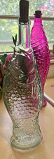 Vintage Style Clear Glass Fish Bottle Decanter 14 Cork Stopper Nautical Decor