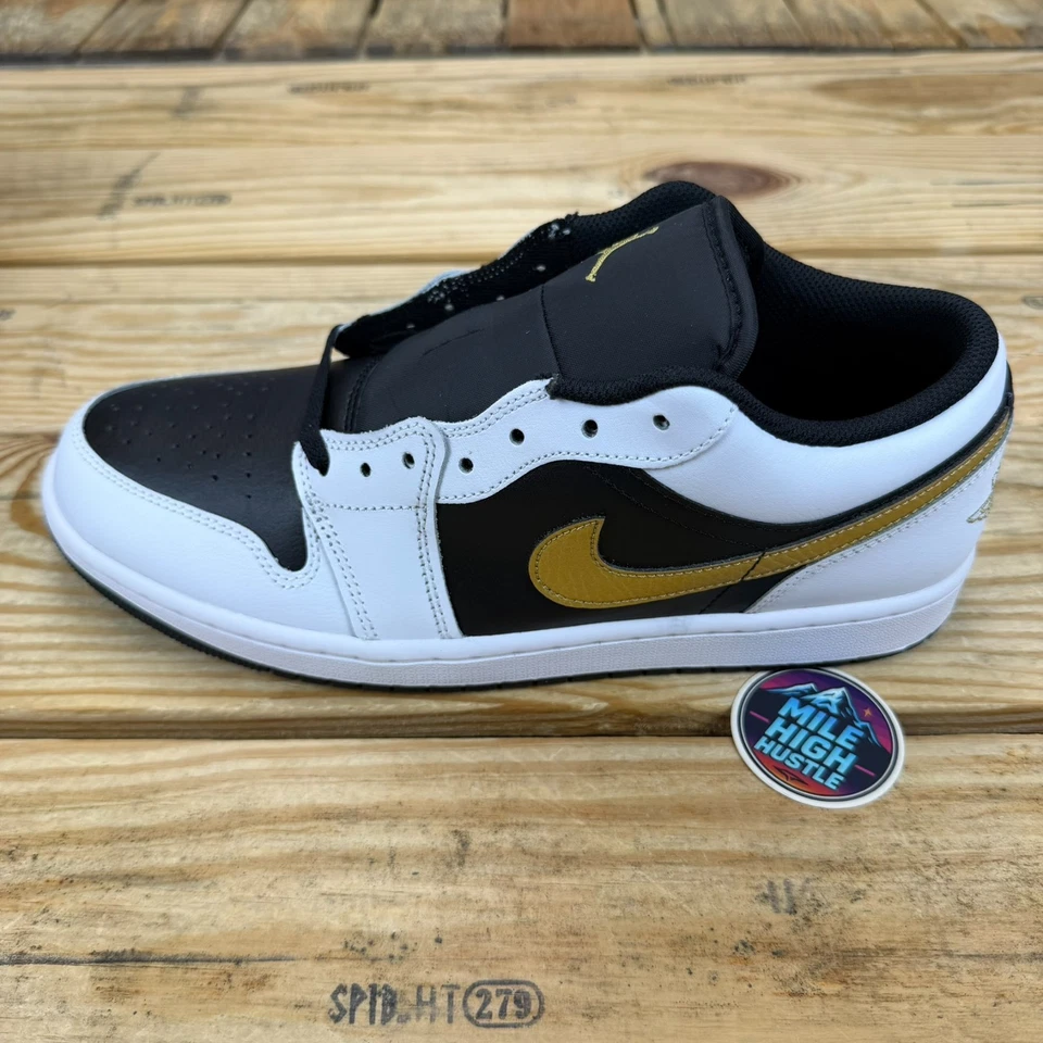 Air Jordan 1 низкий металлик золото Swoosh мужчин 11 новый в коробке 553558-172 - Изображение 3 из 4