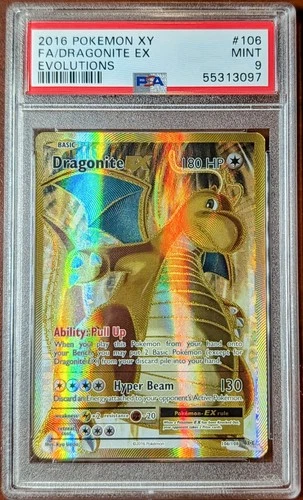 2016 POKEMON XY EVOLUTIONS #106 FULL ART DRAGONITE EX PSA 9