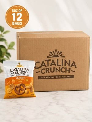 BOX ofCatalina Crunch Cheddar Protein Snack Mix Chips, Single Bag 1.85 oz (52 g)