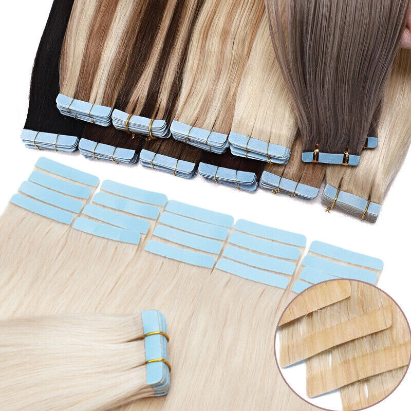 Tape in Human Hair Extensions Invisible Adhesive Skin Wefts Thick Real Remy Hair - Image 2 of 4