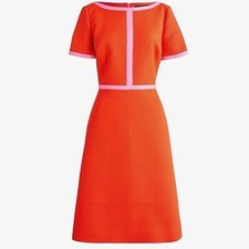 J Crew Matelasse A-line Textured Dress NWT Size 4 Orange with Pink Piping