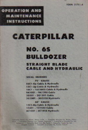 Caterpillar 6S Bulldozer Straight Blade Operators Manual - Picture 1 of 1