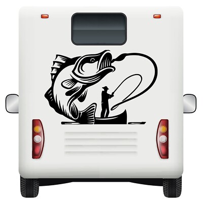 Auto Aufkleber Wildtiere Fisch Boot Angeln Abenteuer Caravan Vinyl Decal Wohnmobil