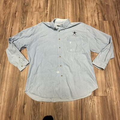 Vintage Dallas Cowboys Shirt Mens Extra Large Blue Denim Flaws NFL Football  90s