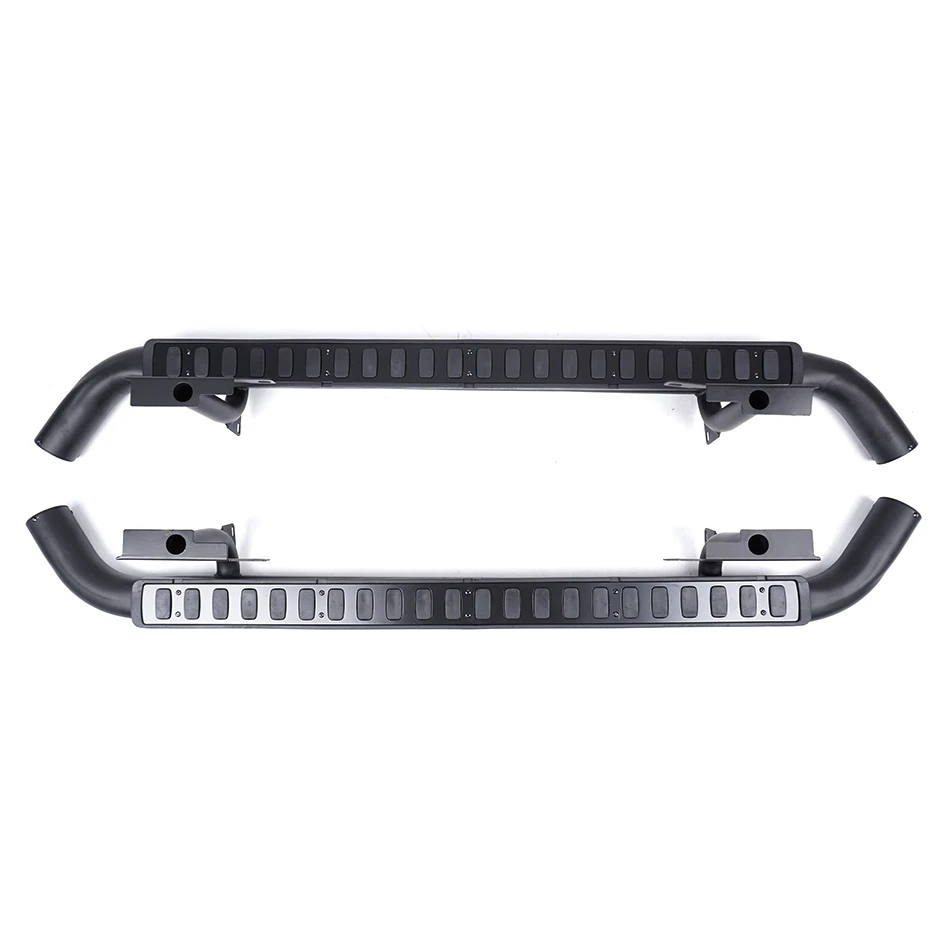 Side Steps For Land Rover Defender 110 Tubular All Black Fire & Ice Style 03-16 - Image 3 of 4