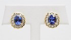Stunning 18K Yellow Gold 3.6ct Tanzanite & 1.12ctw Diamond Halo Earrings — photo 2