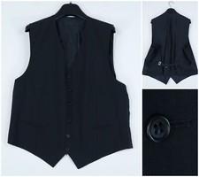 Mens Waistcoat Large Size US 44 Black Formal Wool Dress Vest