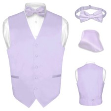 Men's Dress Vest BOWTie Hanky LAVENDER PURPLE Bow Tie Set for Suit or Tuxedo
