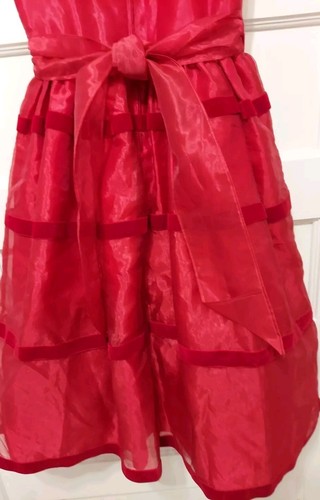 Rare Editions Girls Size 10 Red Velvet Trimmed Tulle Sleeveless Fancy Dress - 第 9/11 張圖片