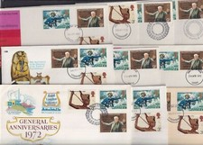 GB 1972 Anniversaries Vaughan Williams Coastguard Tutankhamun choice FDC pmks