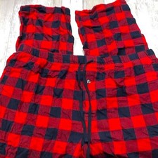 North Pole men  s red  black Buffalo check Christmas flannel pajamas size XLarge