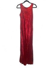 Vintage Y2K Chelsea Nites Women 10 Satin Red Rear Cowl Lined Formal Dress Gown