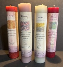 Lot of 4 Crystal Journey Candles Reiki Energy - Dreams, Harmony, Courage, Wisdom