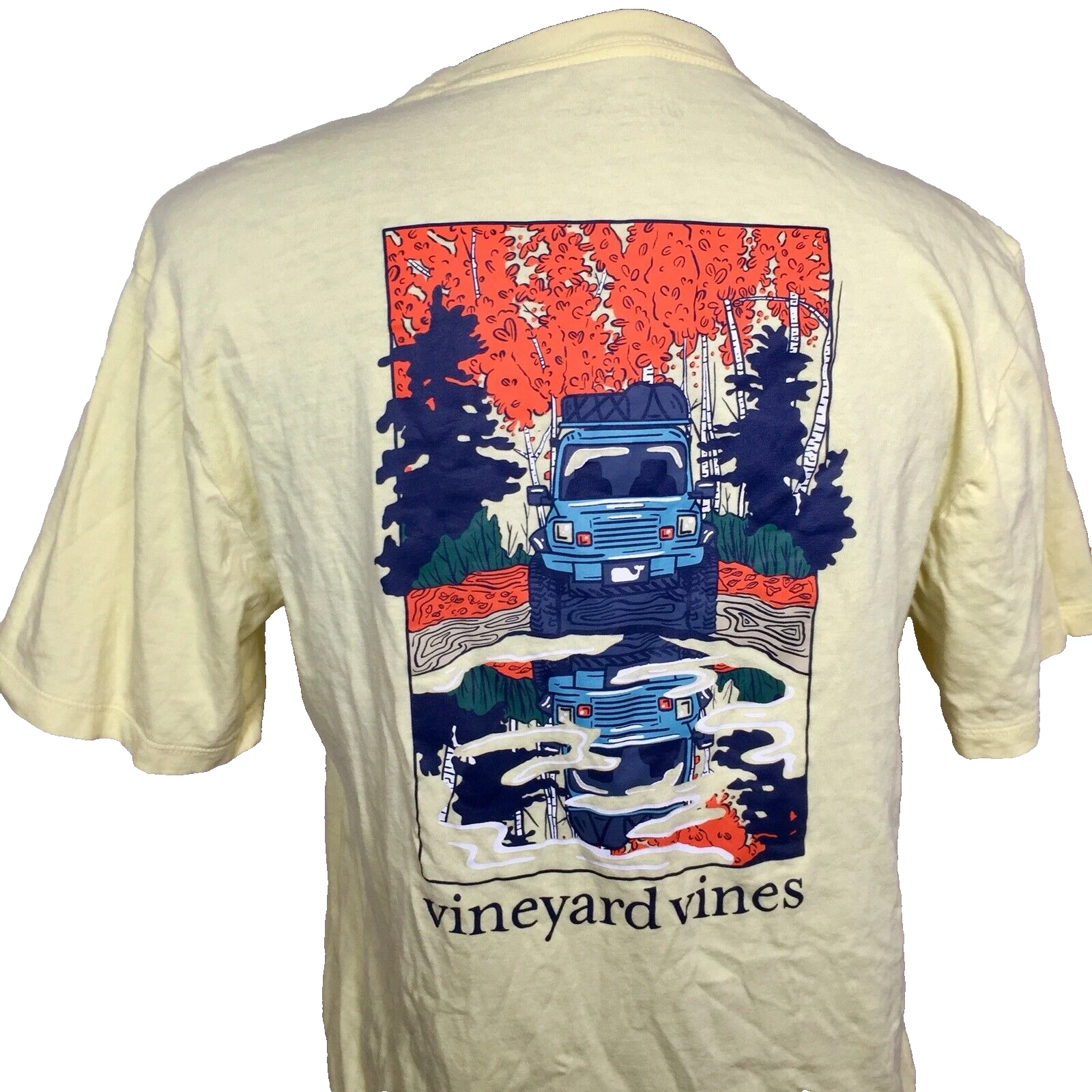 Vineyard Vines Roadtrip T-Shirt Yellow Front Pocket Off Road Camping Sz Small