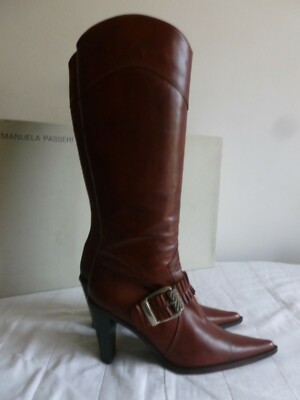  Echtleder High Heel Boots 36 Gr. Stiefel EMANUELA PASSEURI vera pelle Bordo