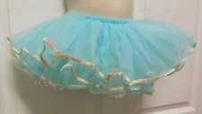 Wolff Fording Copen blue Organdy 3 Layer Tutu w/ Ivory Sequin trim small child