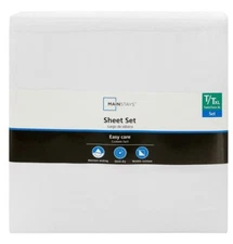 Mainstays 300 Thread Count Bed Sheet Set, Twin/Twin XL, Arctic White, 3 Piece