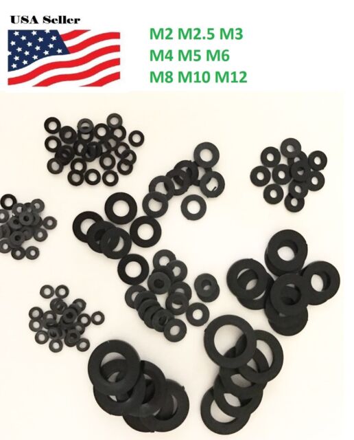 M2 M2.5 M3 M4 M5 M6 M8 M10 M12 black Plastic Nylon Flat Spacer Washer