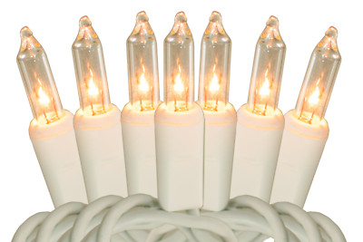 White Wire Christmas Lights Steady Mini Light String Lighting Holiday 50 Bulb