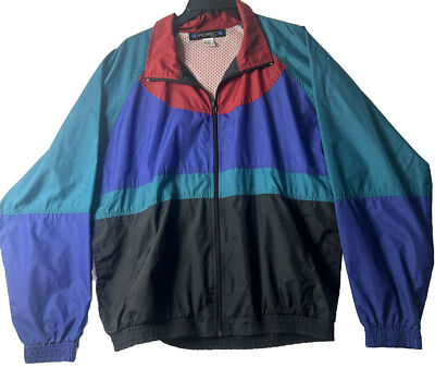 Architect M Men’s Zip Windbreaker Colorblock Vintage 90’s Pockets Nylon  Colorful - Main Image