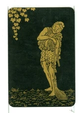Single Playing Card Vintage Antique Lacquer "Sweeper" SW-1-1 A Black/Gold