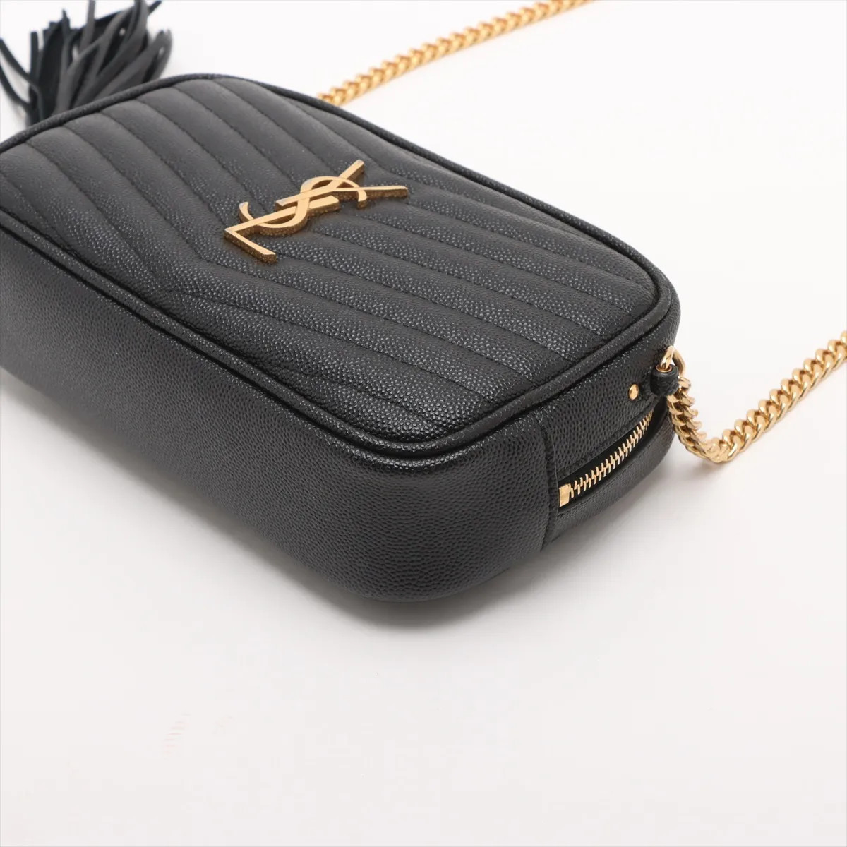 Saint Laurent Paris Leather Chain Shoulder Bag Black 618057 thumbnail 3