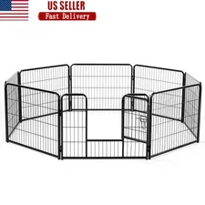 Durable Metal Dog Playpen 8 Panels Safe Indoor Outdoor Pet Fence Foldable Gate
