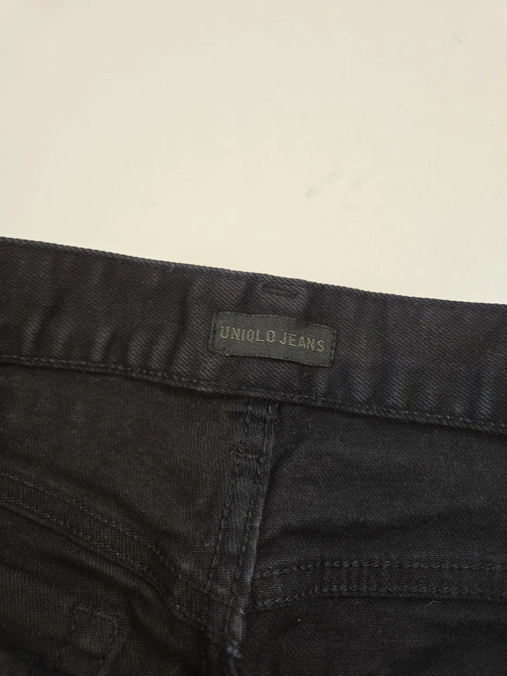 Uniqlo Jeans 32x26 Black Slim Straight Selvedge Stretch Denim Pants 5 Pocket - Image 4 of 4