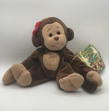 Enesco Monkey See Monkey Do Brown Plush Red Flower with Hang Tag