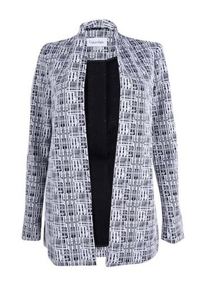 Calvin Klein Women's Textured Print Open Front Long Jacket