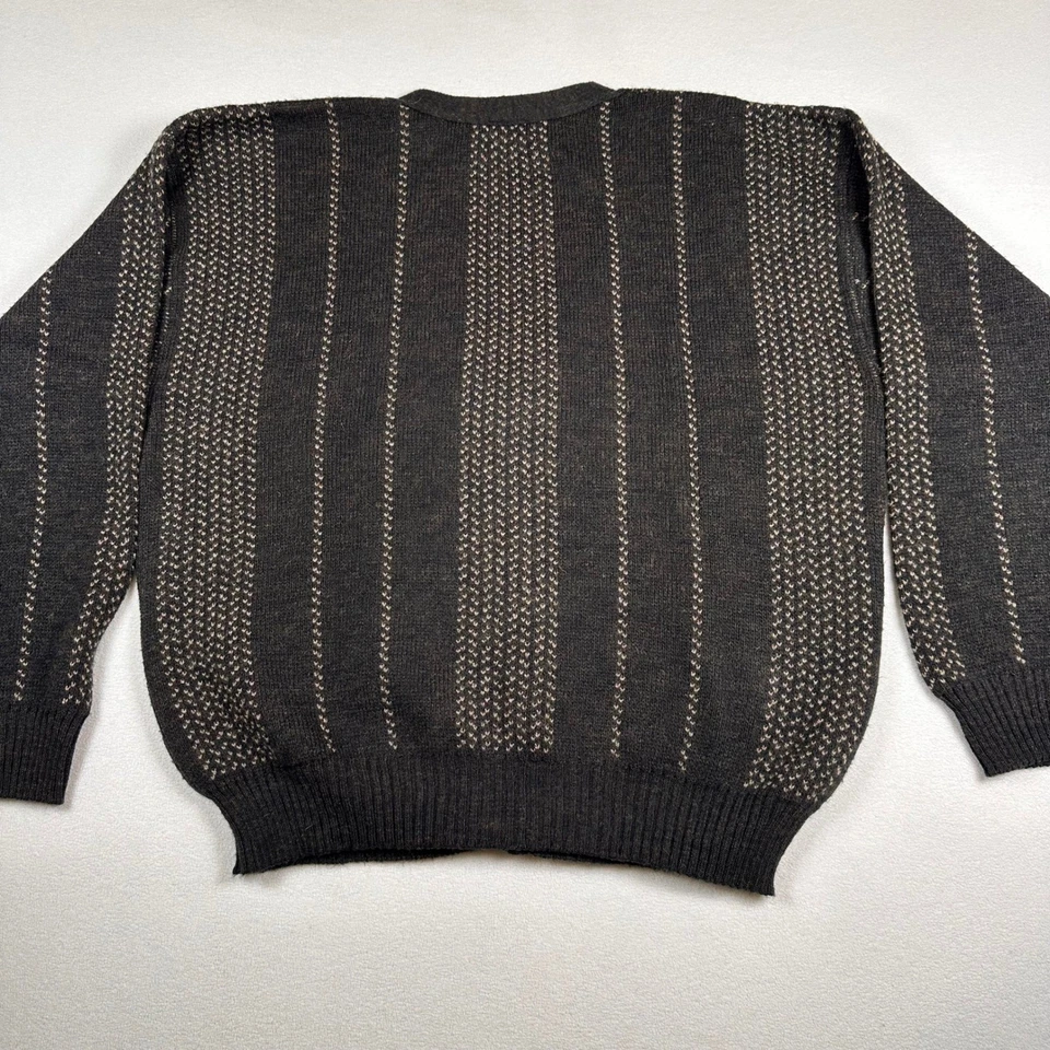 Cardigã masculino JOHN ASHFORD suéter tamanho G feito na Itália malha cinza carvão - Imagem 3 de 4