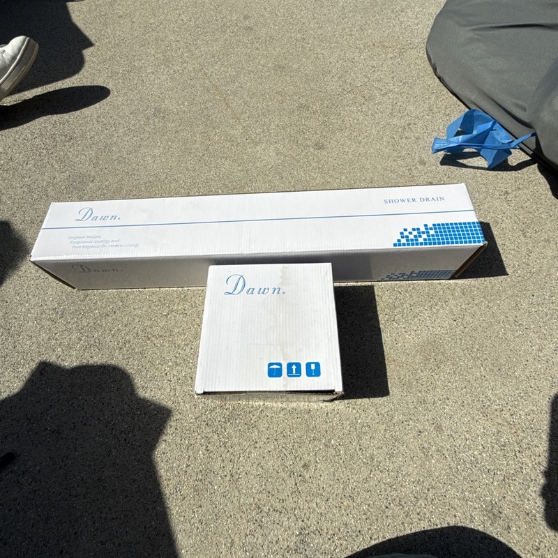 Dawn Kitchen and Bath Tile-Insert Linear Shower Drain and shower drain base 