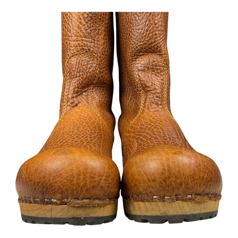 Sanita 女式皮革棕色 Puk 木屐靴厚底镶嵌 US 5 EU 36 波西米亚 — 第 2/4 张图片