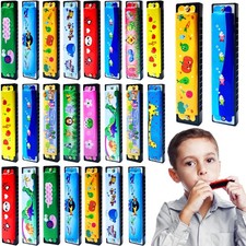 24 Pcs Kids Harmonica,Cartoon Harmonica Toy with Double Row,16 Holes Toddler ...
