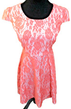 ENFOCUS Orange Overlay Stretch Lace Baby Doll Lined Dress Size 4 Women's NWOT