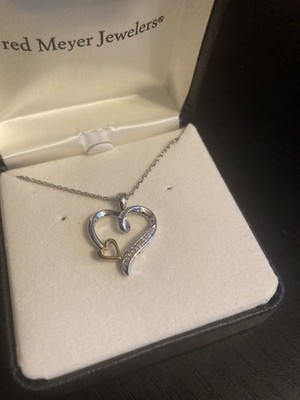 Sterling Silver 10K Gold Diamond Heart Necklace