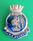 H.M.S. Rodney WW2 Vintage Military Enamel Button Hole Pin Badge.       EB8-2