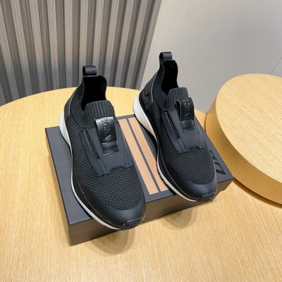 ZEGNA Triple Stitch Mesh Slip On Sneakers Black Full Sizes