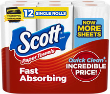 Paper Towels, Choose-A-Sheet, 6 Double Rolls  12 Regular Rolls 108 Sheets per