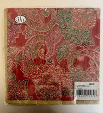 NEW VTG IHR Ideal Home Range ~ Pkg 20 Paper Lunch Napkins "CASHMERE" RED Paisley