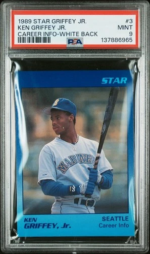 1989 Star Co Ken Griffey Jr #3 PSA 9 White Back Dark Light Blue RC