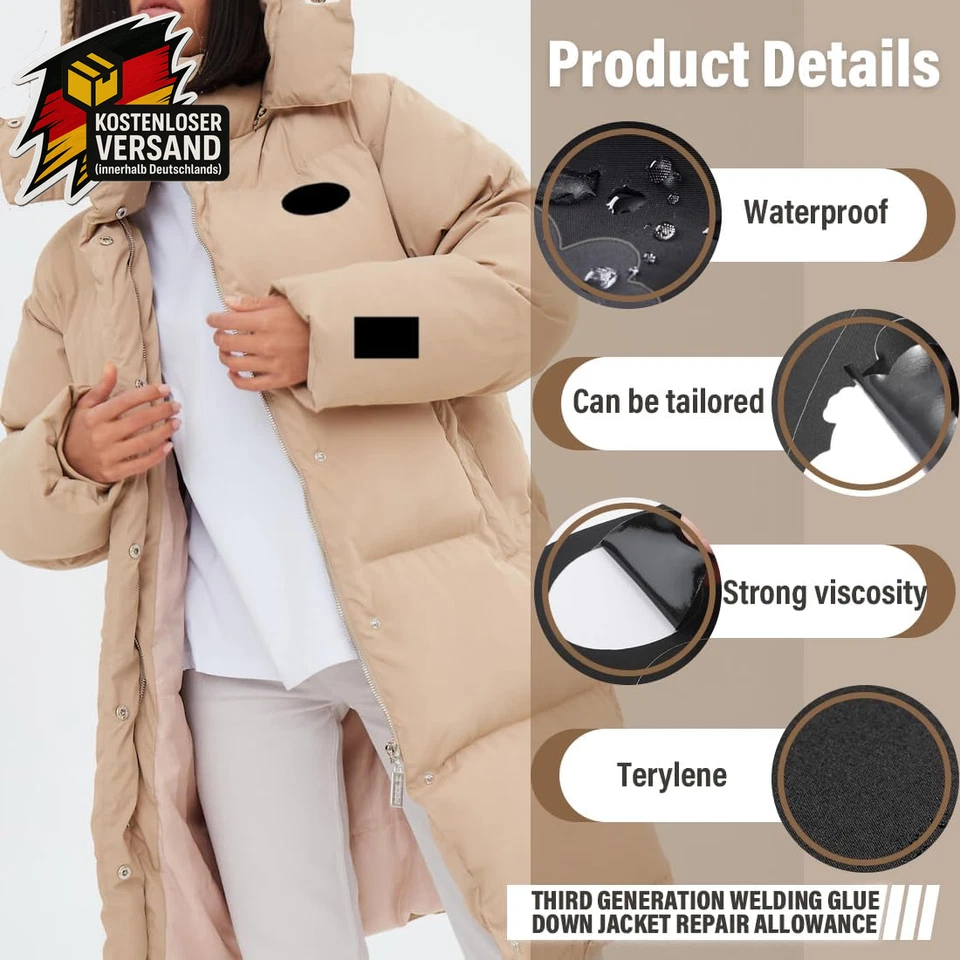 Nylon Flicken Selbstklebend Reparaturset Für Daunenjacke Mehrere Farben Formen 8 - Bild 3 von 4