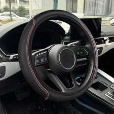 For 1537-38cm Car Leather Steering Wheel Cover Good Grip Car Accessories Black