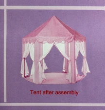 New Princess Pink & White Castle Play Tent for Girls Playhouse 55"x53" in Box