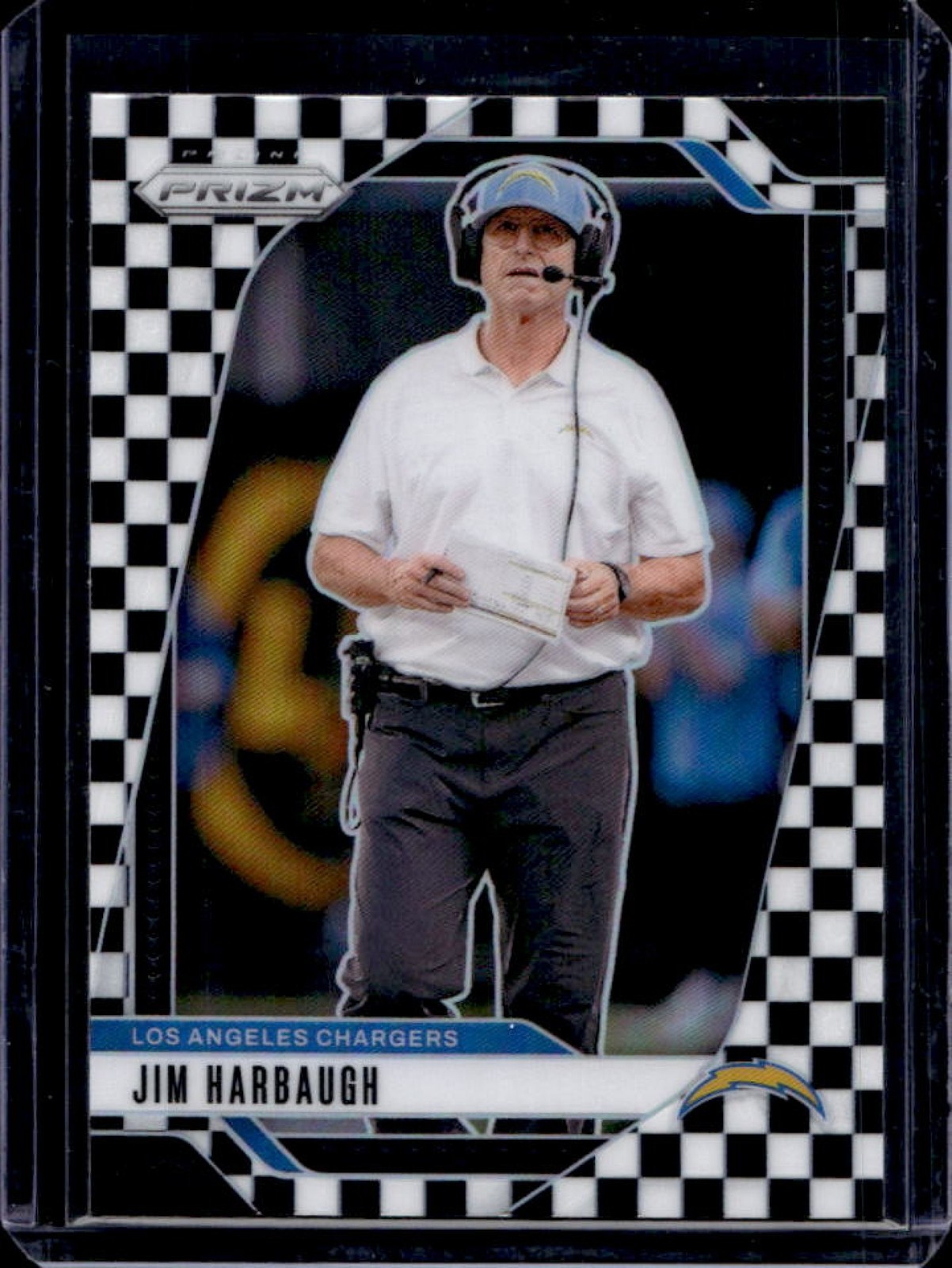 2024 Prizm Jim Harbaugh Black and White Checker #163 Chargers