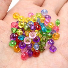 500 Mixed Colour Transparent Acrylic Faceted Rondelle Beads 4X6mm 0.24" Spacer