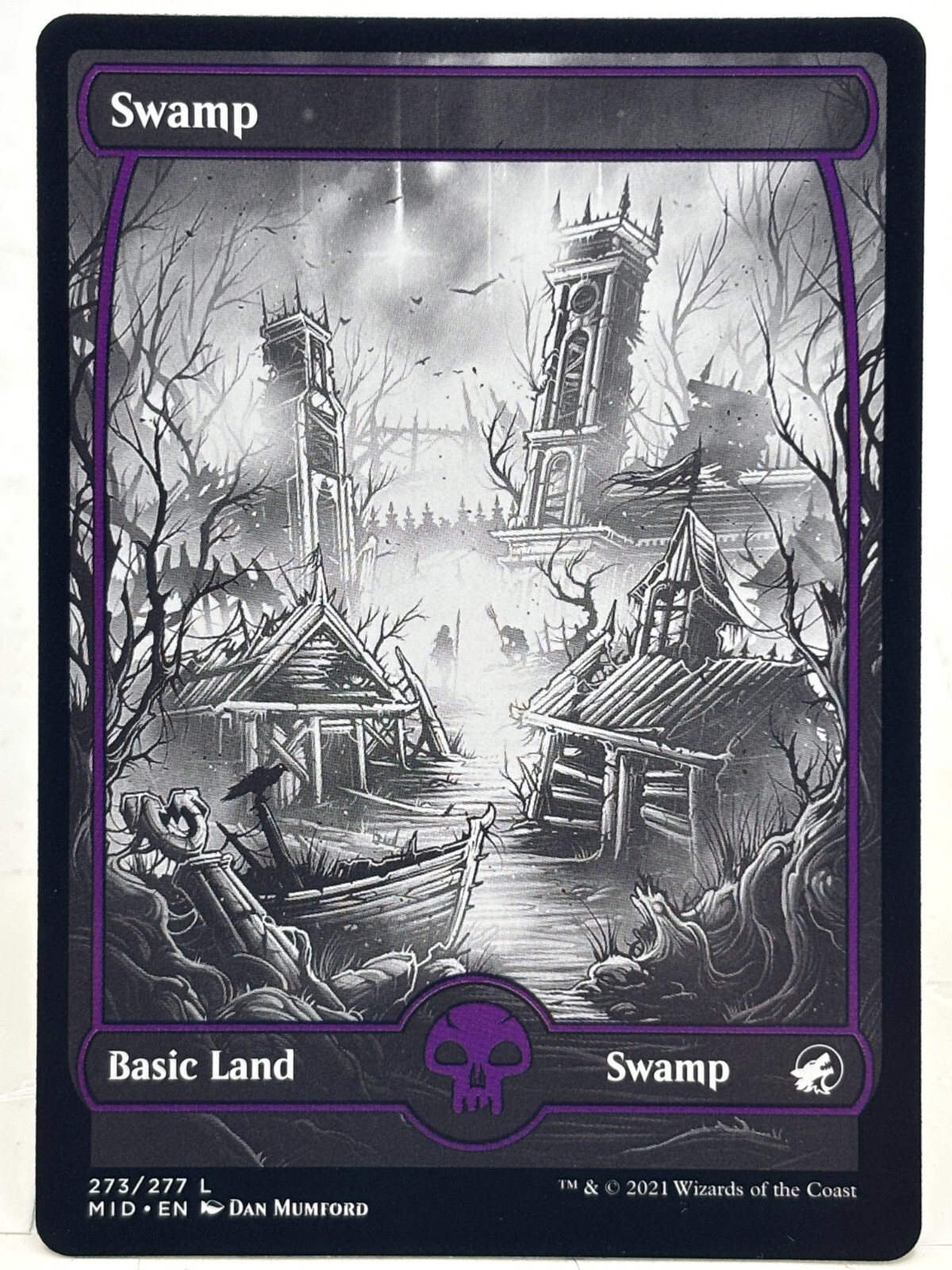 Swamp NM/M Full Art Innistrad Midnight Hunt English 273/277 MTG Unlimited Cards for Collectors
